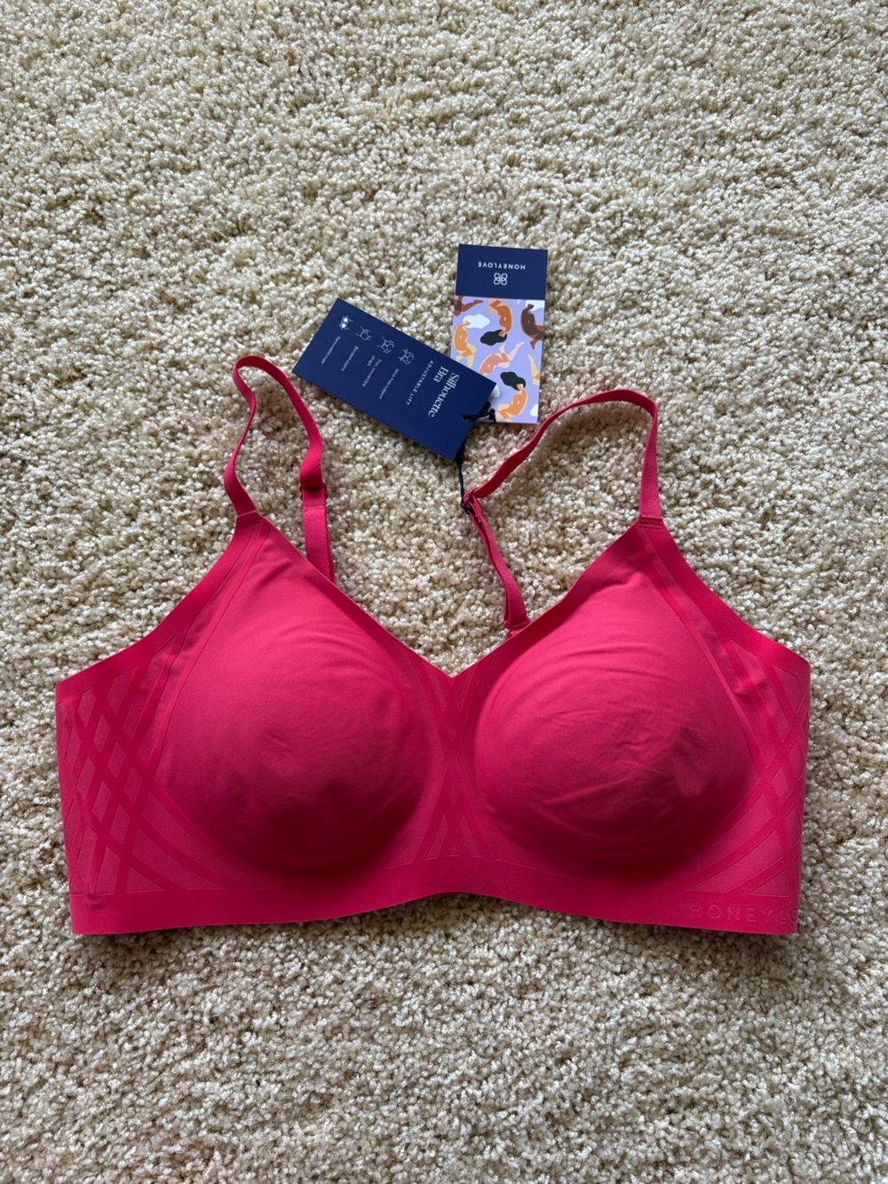 Honeylove Silhouette‎ Bra Adjustable Lift Wireless Smooth Pink NWT L
